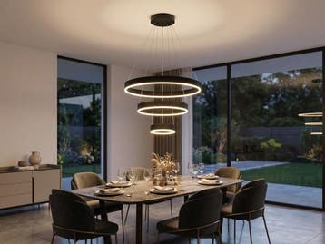 Veiling - Hanglamp Zwart Trio Ring 60W LED CCT 3 Kleur, Nieuw