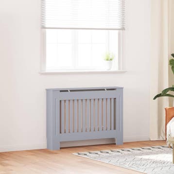 vidaXL Radiatorombouw 112x19x81,5 cm bewerkt hout grijs, Verzenden
