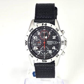 Seiko - Chronograph SND399P1 Black Dial Compass Bezel Black