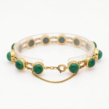 Armband - 18 karaat Geel goud - Malachiet, Nieuw