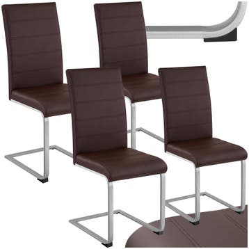 Sledestoelen, kunstleer - bruin, Set van 4, Huis en Inrichting, Verzenden, Nieuw
