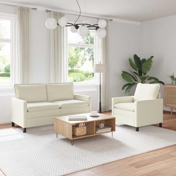 vidaXL bank / zetelstel 2 st Crèmekleurig Stof, Verzenden