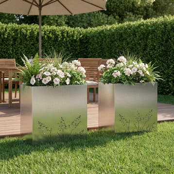 vidaXL Plantenbak 2 st zilver 50 x 30 x 49 cm Gegalvaniseerd, Tuin en Terras, Verzenden, Nieuw