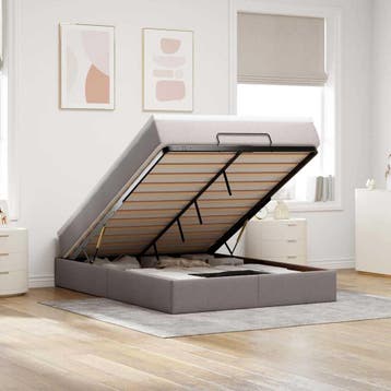 vidaXL Ottoman bed met matras 140x190cm stof taupe, Verzenden