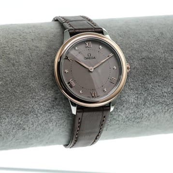 OMEGA - 30 mm, stainless steel – Sedna gold on a leather