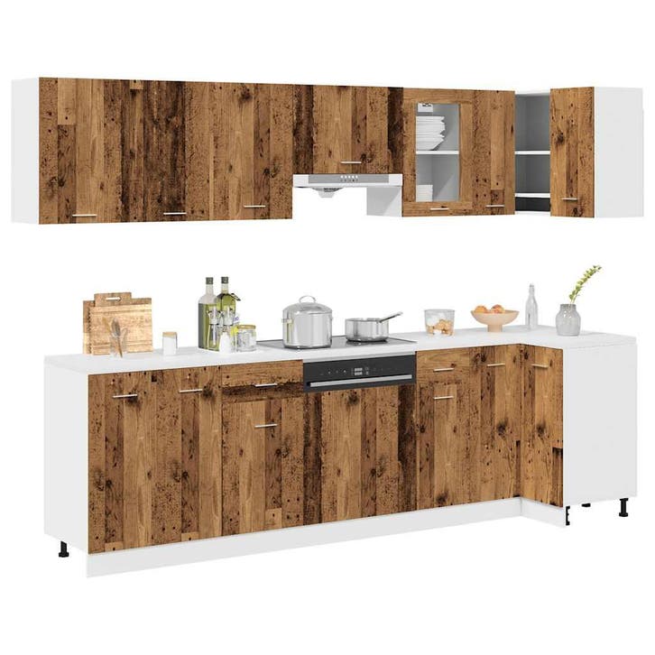 vidaXL 11-delige Keukenkastenset Lyon bewerkt hout oud, Huis en Inrichting, Kasten | Overige, Nieuw, Verzenden