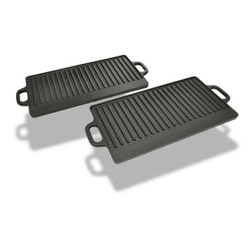 vidaXL Grillplaat gietijzer dubbelzijdig 38x23 cm 2 st, Verzenden
