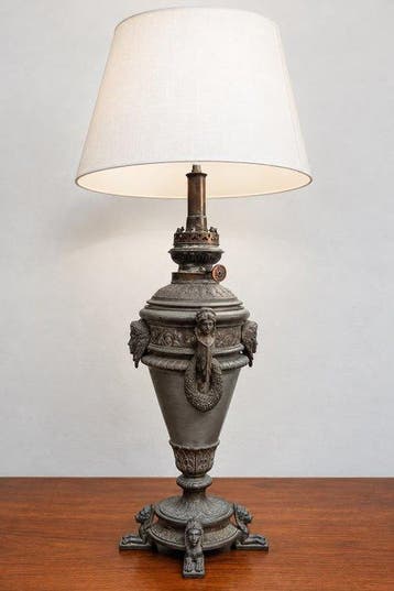Tafellamp - tafellamp - Legering - antieke olielamp