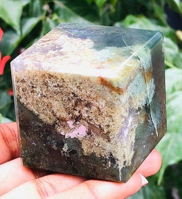 Beeld, No Reserve - Big Genuine Moss Agate Gemstone Crystal, Verzamelen