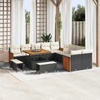 vidaXL Tuinbank Set met kussen 13 pcs Zwart en Crème, Verzenden, Nieuw