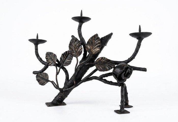 artisan made - Kandelaber - Legering - Art Nouveau kandelaar, Antiek en Kunst, Curiosa en Brocante