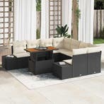 vidaXL Tuinbank Set met opslag 9 pcs Zwart Poly rattan, Verzenden