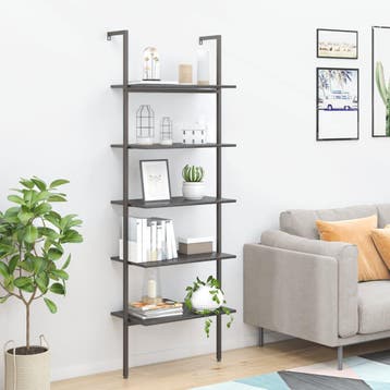 vidaXL Ladderrek met 5 schappen 64x35x185 cm zwart, Verzenden, Nieuw