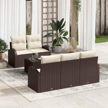 vidaXL Tuinbank Set 6 st Bruin poly rattan, Verzenden, Nieuw