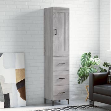 vidaXL Hoge kast 34,5x34x180 cm bewerkt hout grijs sonoma, Verzenden, Nieuw