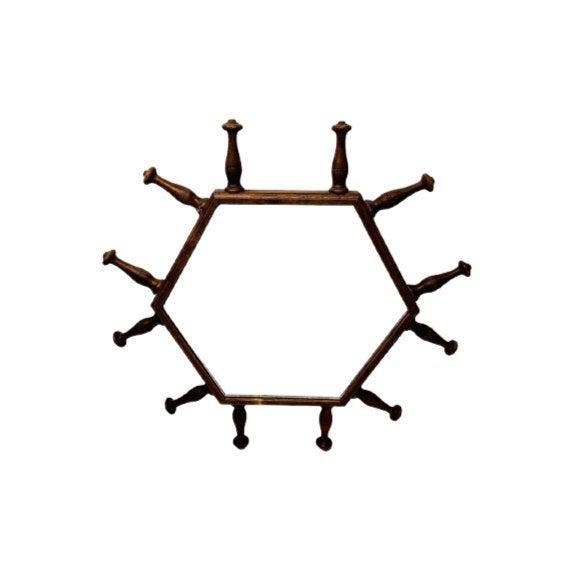 Miroir mural- Miroir en bois hexagonal avec cadre à, Antiek en Kunst, Kunst | Designobjecten