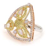 Cocktailring - 18 karaat Witgoud - 2.12ct. tw. Roze Diamant