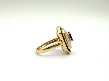 Ring - 18 karaat Geel goud, Witgoud - 0.64ct. tw. Saffier -, Nieuw
