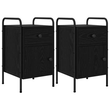 vidaXL Nachtkastje 2 st Zwart eiken 35 x 36,5 x 61 cm, Verzenden