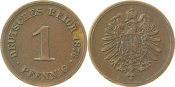 Duitsland 1 Pfennig 1876 H vz- J 001 rar, Verzenden
