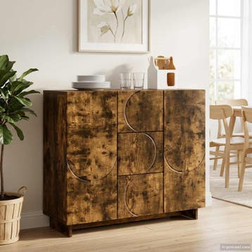 vidaXL Dressoir Gerookt eiken 85,5 x 31 x 75 cm Bewerkt hout, Verzenden
