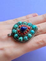 Lapis-lazuli - Argent, Turquoise - Bague