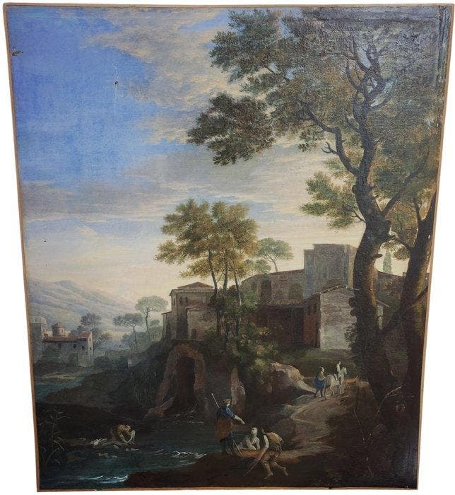 Italiaanse school (XVIII) - Paesaggio, Antiek en Kunst, Kunst | Schilderijen | Klassiek