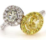 Ring - 18 karaat Witgoud - 2.01ct. tw. Geel Diamant