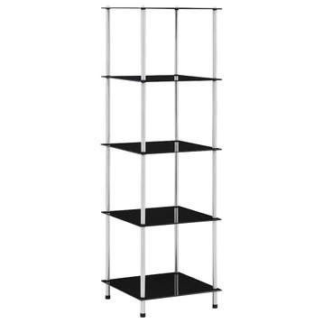 vidaXL Kastje 5-laags 40x40x130 cm gehard glas zwart, Huis en Inrichting, Kasten | Boekenkasten, Verzenden, Nieuw