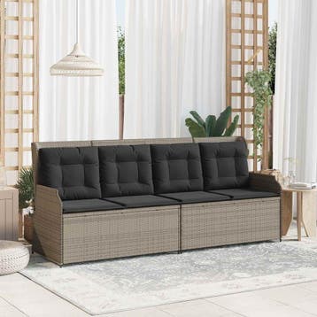 vidaXL Tuinbank Lichtgrijs poly rattan, Verzenden, Nieuw
