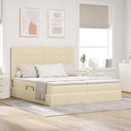 vidaXL Bed met LED-stripverlichting met opslag Crème 180 x, Huis en Inrichting, Slaapkamer | Bedden, Verzenden, Nieuw