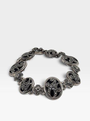 Zonder minimumprijs - Armband Zilver Onyx - Art deco, Nieuw