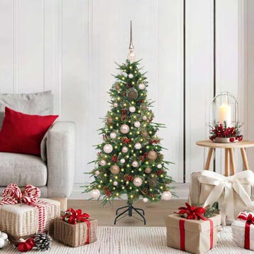 vidaXL Kunstmatige Hinged Kerstboom met 150 LED Groen 120 cm, Verzenden