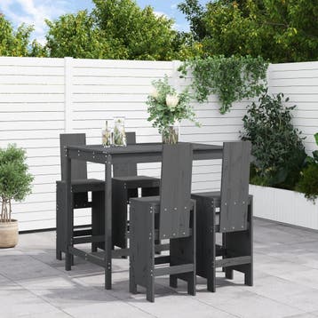 vidaXL 5-delige Tuinbarset massief grenenhout grijs, Tuin en Terras, Verzenden, Nieuw