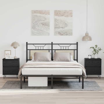vidaXL Bedkast Zwart Eiken 40 x 35 x 50 cm Bewerkt hout, Verzenden