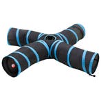 vidaXL Kattentunnel 4-voudig 25 cm polyester zwart en blauw, Verzenden, Nieuw