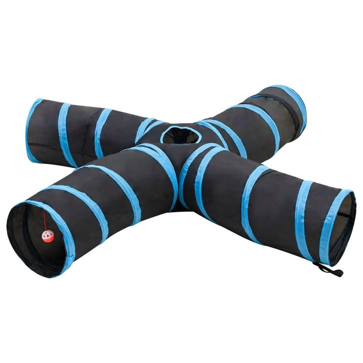vidaXL Kattentunnel 4-voudig 25 cm polyester zwart en blauw, Enfants & Bébés, Jouets | Extérieur | Aires de jeux, Envoi