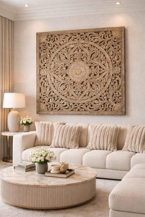 Décoration murale - XXL - 150x150cm Mandala Panel - Inde, Antiquités & Art, Art | Objets design