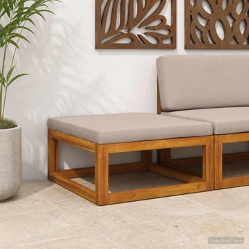 vidaXL Modulaire voetenbank met kussens Massief Acacia Hout, Verzenden, Nieuw