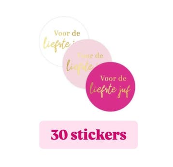 30x Sticker - Voor de liefste juf - 4cm - sluitsticker -..., Verzenden, Nieuw, Meerdere stickers