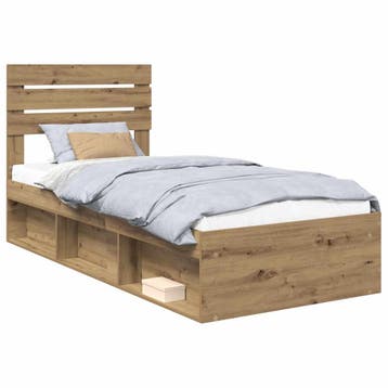 vidaXL Bedframe Ambachtelijk Eiken 90 x 190 cm Massief, Verzenden