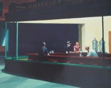 Edward Hopper - Nighthawks - large format 90 x 60 cm, Antiek en Kunst