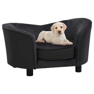 vidaXL Hondenbank 69x49x40 cm pluche en kunstleer zwart, Verzenden