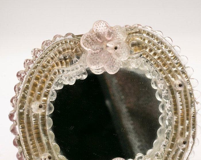 Miroir- Petit miroir vénitien rare à fleurs - Murano - verre, Antiquités & Art, Art | Objets design