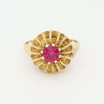 Ring - 18 karaat Geel goud - Robijn, Nieuw