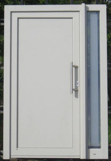 pvc buitendeur , voordeur , deur 133 x 198 wit / kiezelgrijs, 120 cm of meer, Minder dan 200 cm, Nieuw, Ophalen of Verzenden