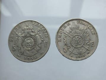 Frankrijk. Napoléon III. 5 Francs 1856-D e 1868-BB (2