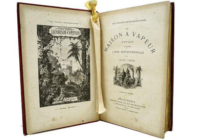 Jules Verne / Benett - La Maison à vapeur, Voyage à travers, Antiquités & Art, Antiquités | Livres & Manuscrits