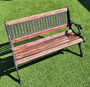 Banc de jardin - Grand banc de jardin lourd. - Fonte, Bois