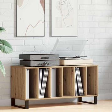 vidaXL Platenkast met plank artisanaal eikenkleurig 100 x 38, Verzenden, Nieuw
